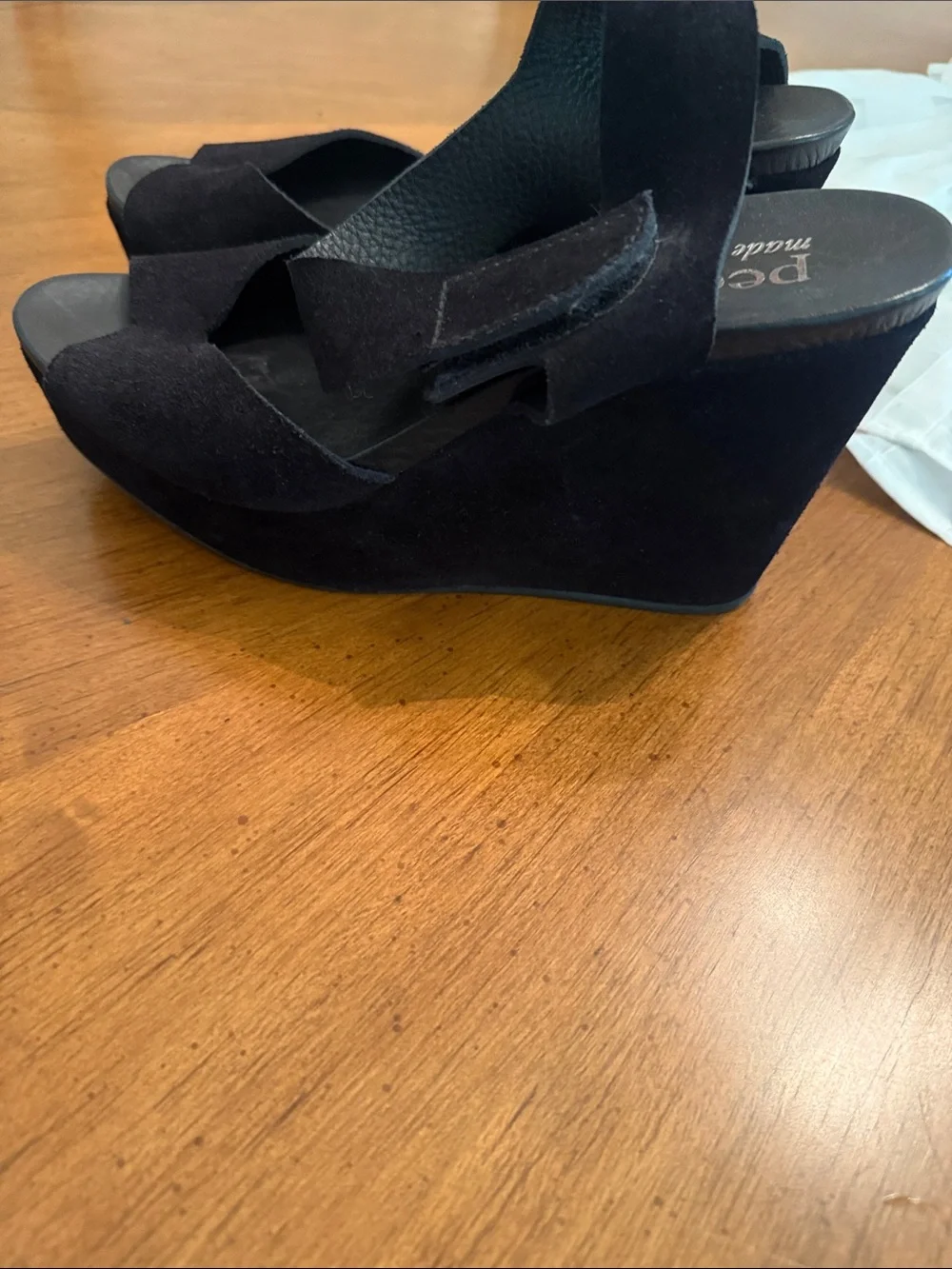 Pedro Garcia Black Suede Peep-Toe Slingback Heels